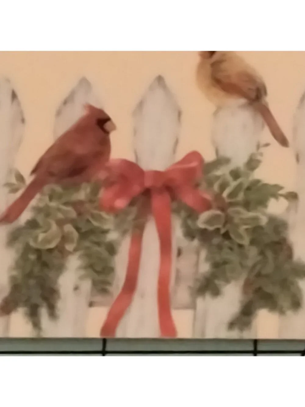 Christmas Greeting Card Cardinals Wreath Peace Country June Shasky